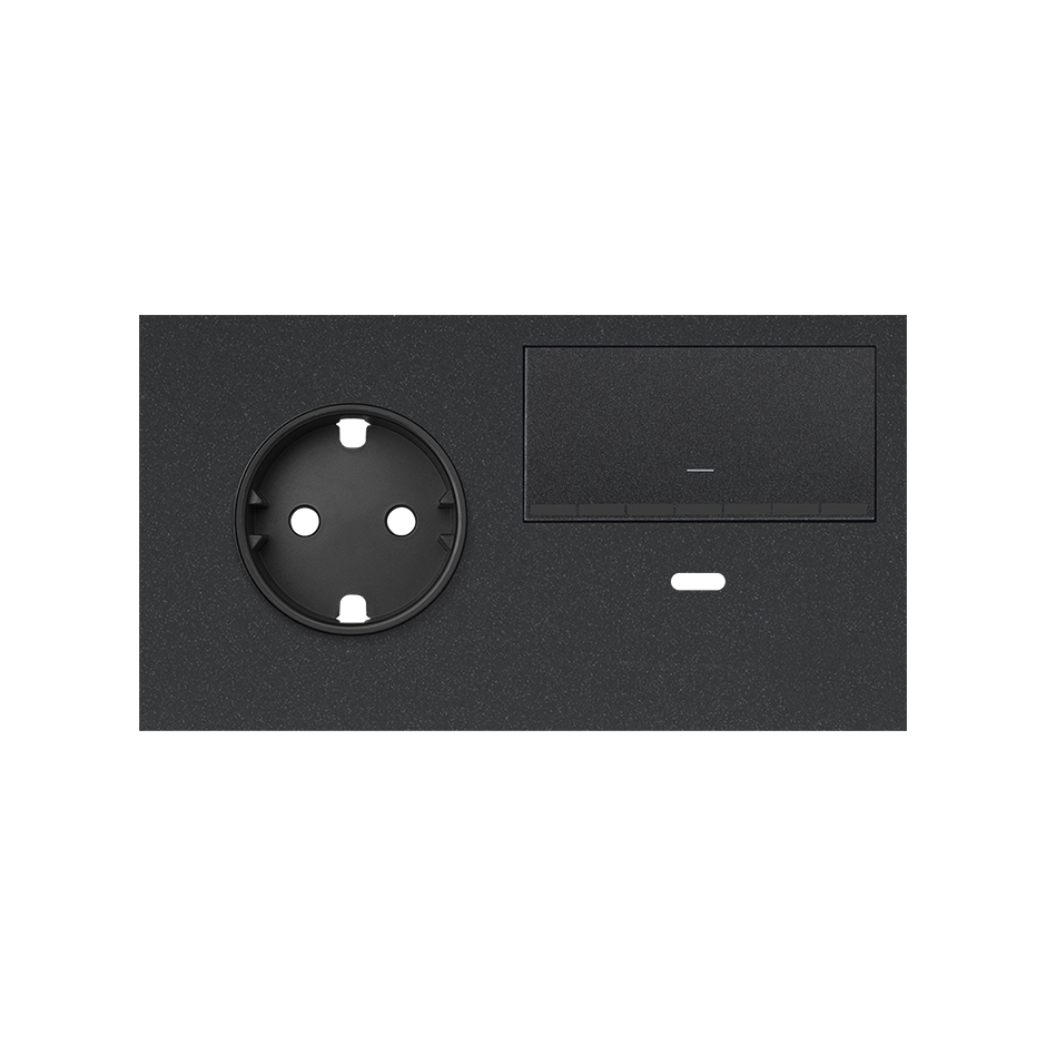 Front kit 2 el. 1 socket + 1 dimmer switch + USB charger right Matt black Simon 100