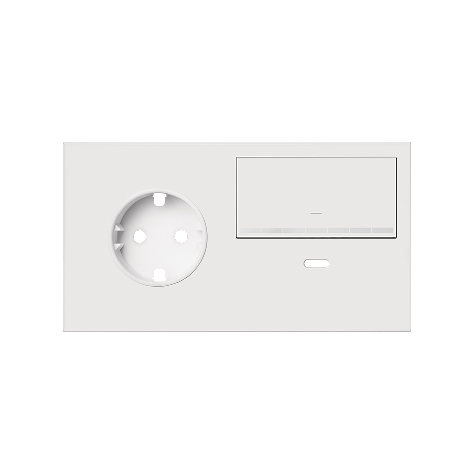 Front kit 2 el. 1 socket + 1 dimmer switch + USB charger right Matt white Simon 100