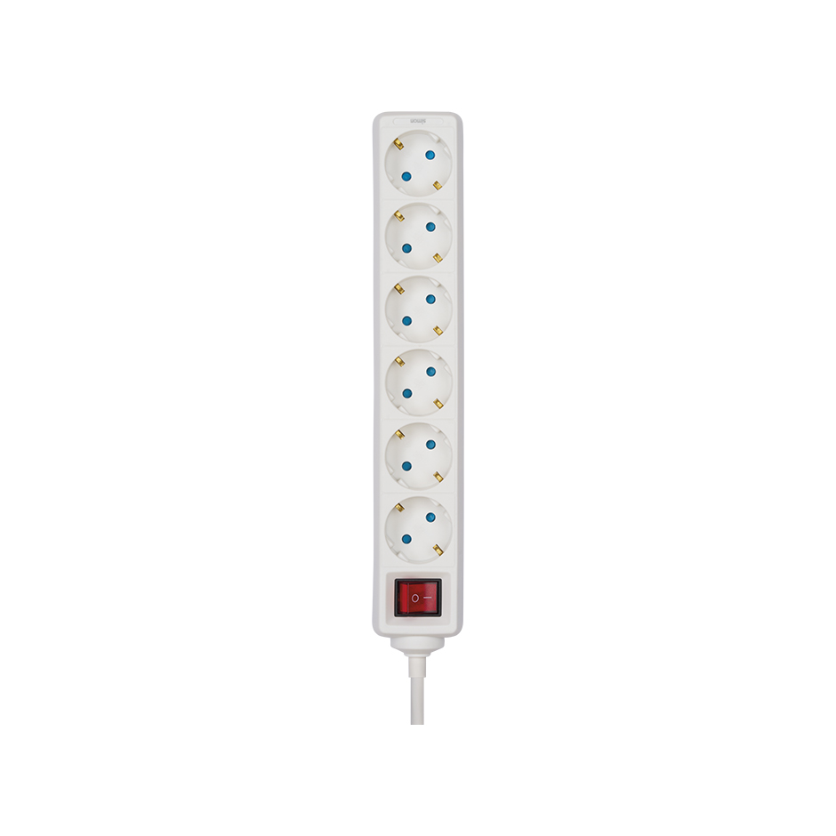 POWER STRIP 6 SCHUKO SOCKETS WITH SWITCH 5M WHITE