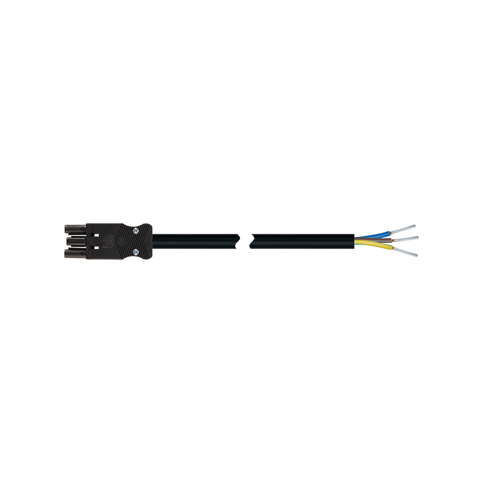 Female-Free End Quick Connection Hose RZ - 0.6 kV 3-pole with 2 meters in length in halogen-free material with a section of 3 x 2.5mm² with black connection