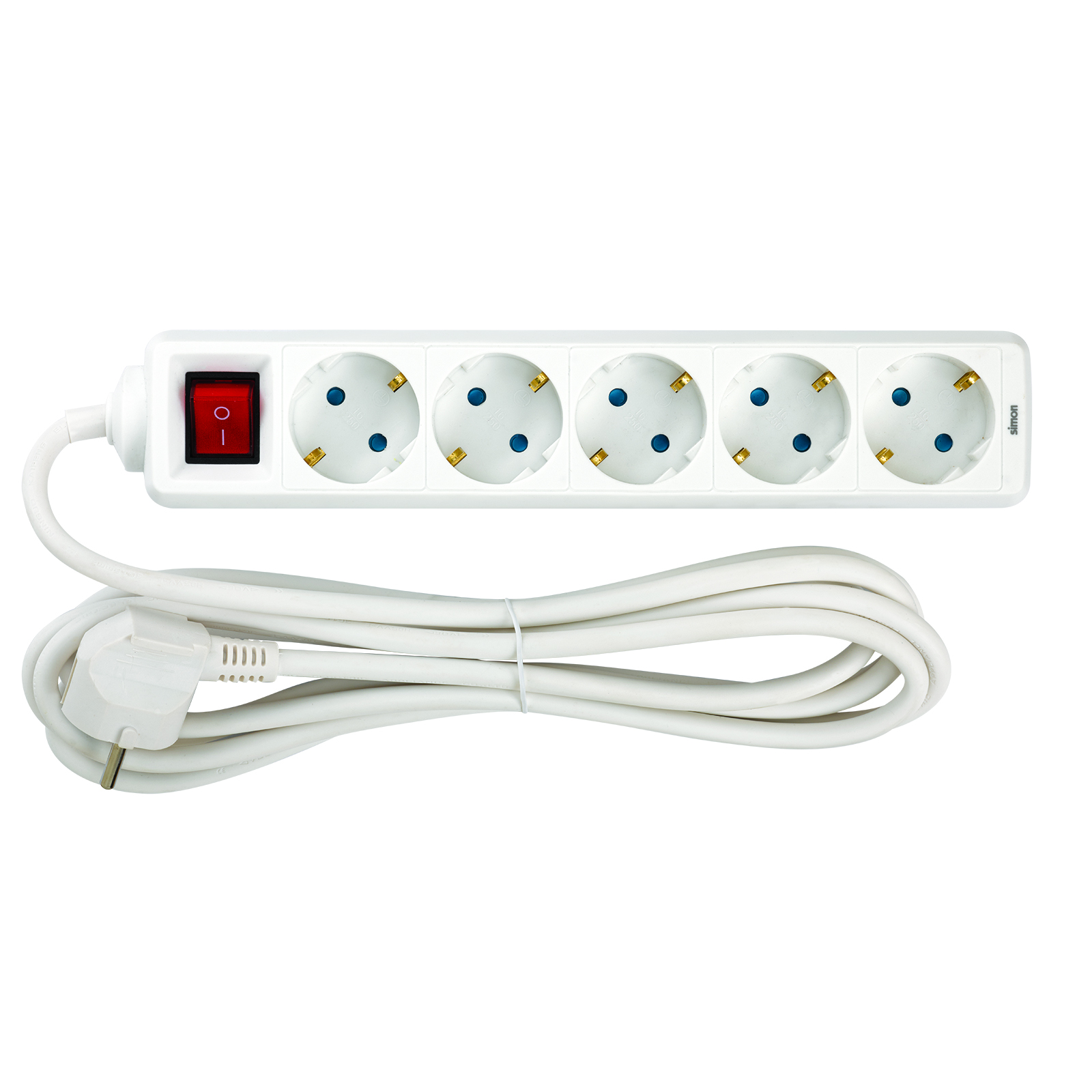 POWER STRIP 5 SCHUKO SOCKETS WITH SWITCH 3M 3G1.5 WHITE