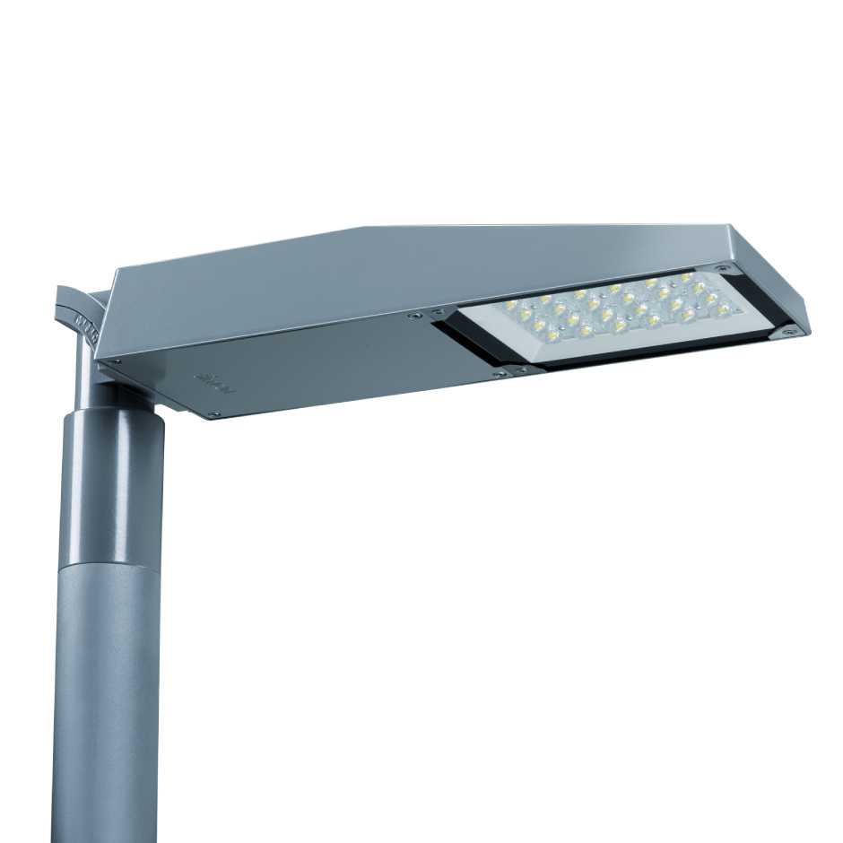 Luminaire routier gris en aluminium doté d’une optique RJ 4 000 K de 50 W et 1 000 mA 1N sans régulation Simon Tau S