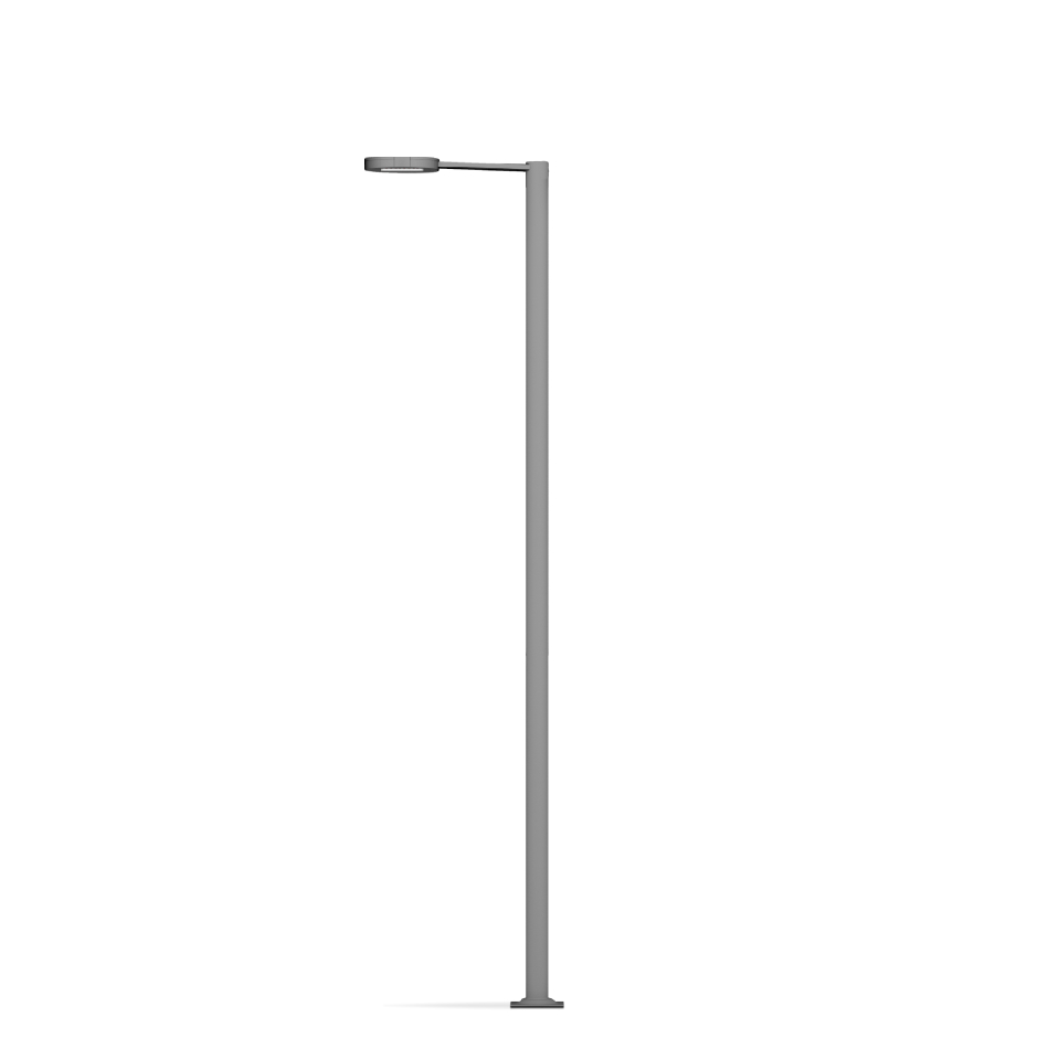 Point lumineux décoratif cylindrique modèle 100, mesurant 5 m de haut et doté d’une fixation pour luminaires latéraux Simon Kelp Merak