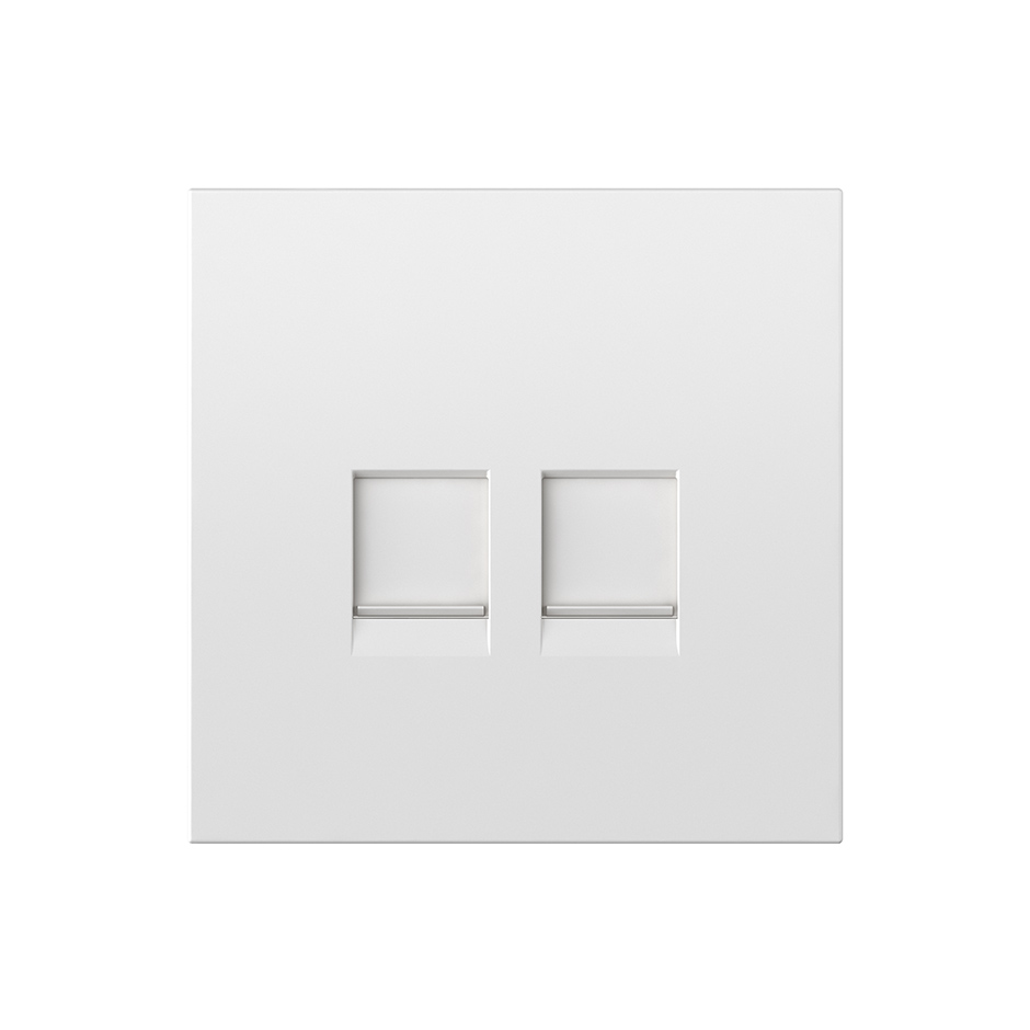 Cover for 2 x RJ45 without connector without adapter white matte Simon 360