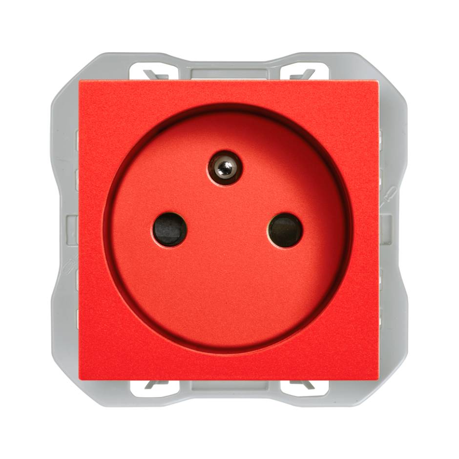 2P+T socket outlet 16A 250V~ screw connection red Simon 270