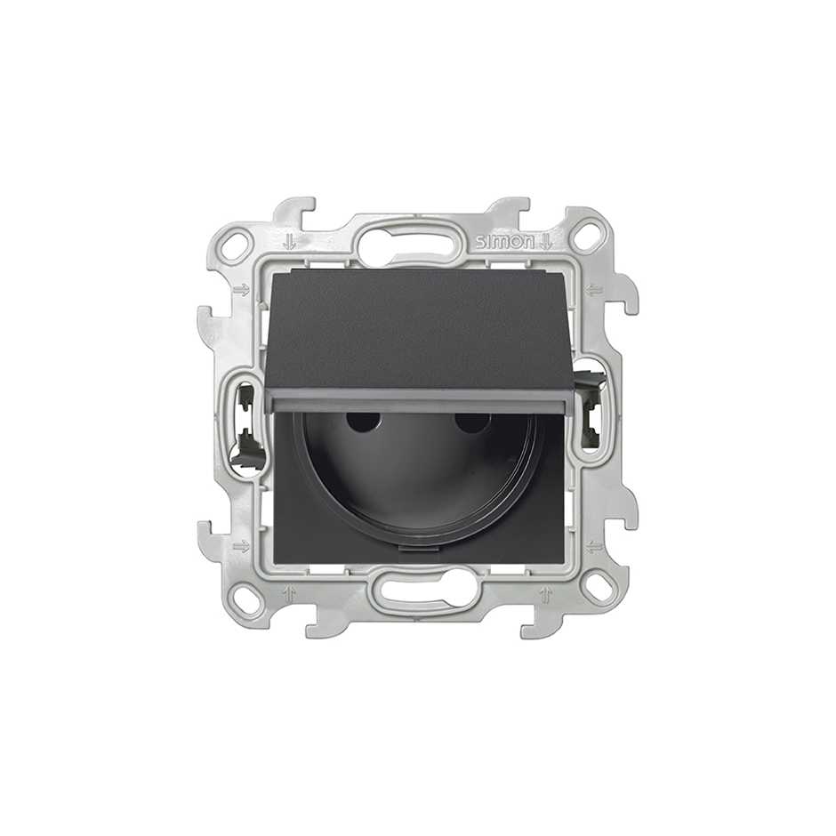 Prise 2P+T etanche IP44 mécanisme +touche / 16 A 250 V connexion rapide Simon 24 Harmonie graphite