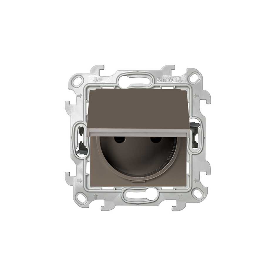 2P+T socket IP44 mechanism + button / 16A 250V~  fast terminal connection brown Simon 24 Harmonie