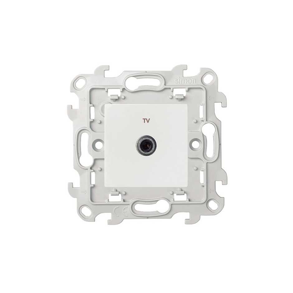 Prise TV type F connexion à vis blanc Simon 24 Harmonie