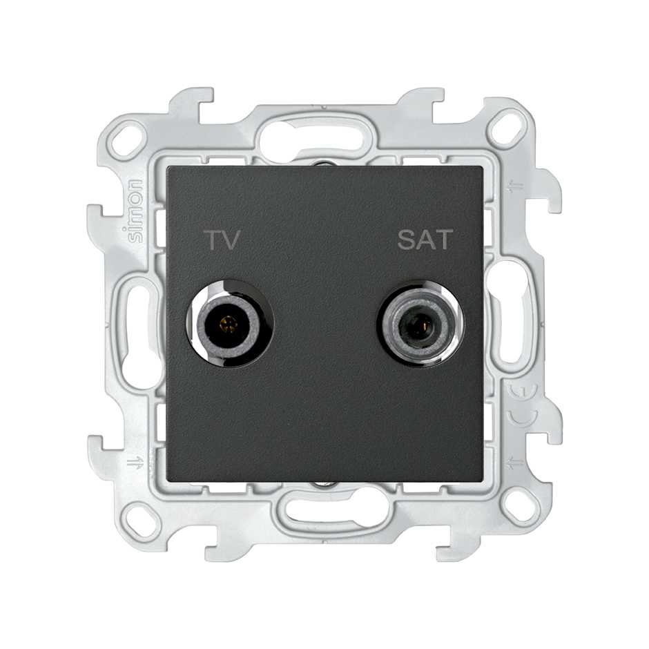 Prise TV+SAT avec connexion à vis graphite Simon 24 Harmonie