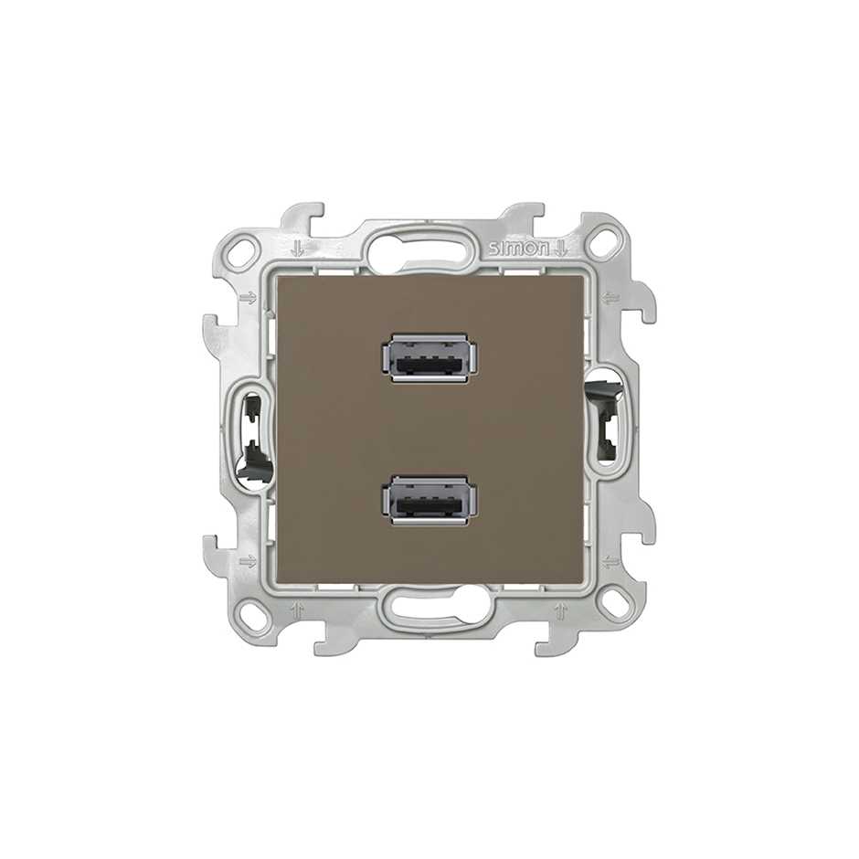 Double USB connectors with screw connection brown Simon 24 Harmonie