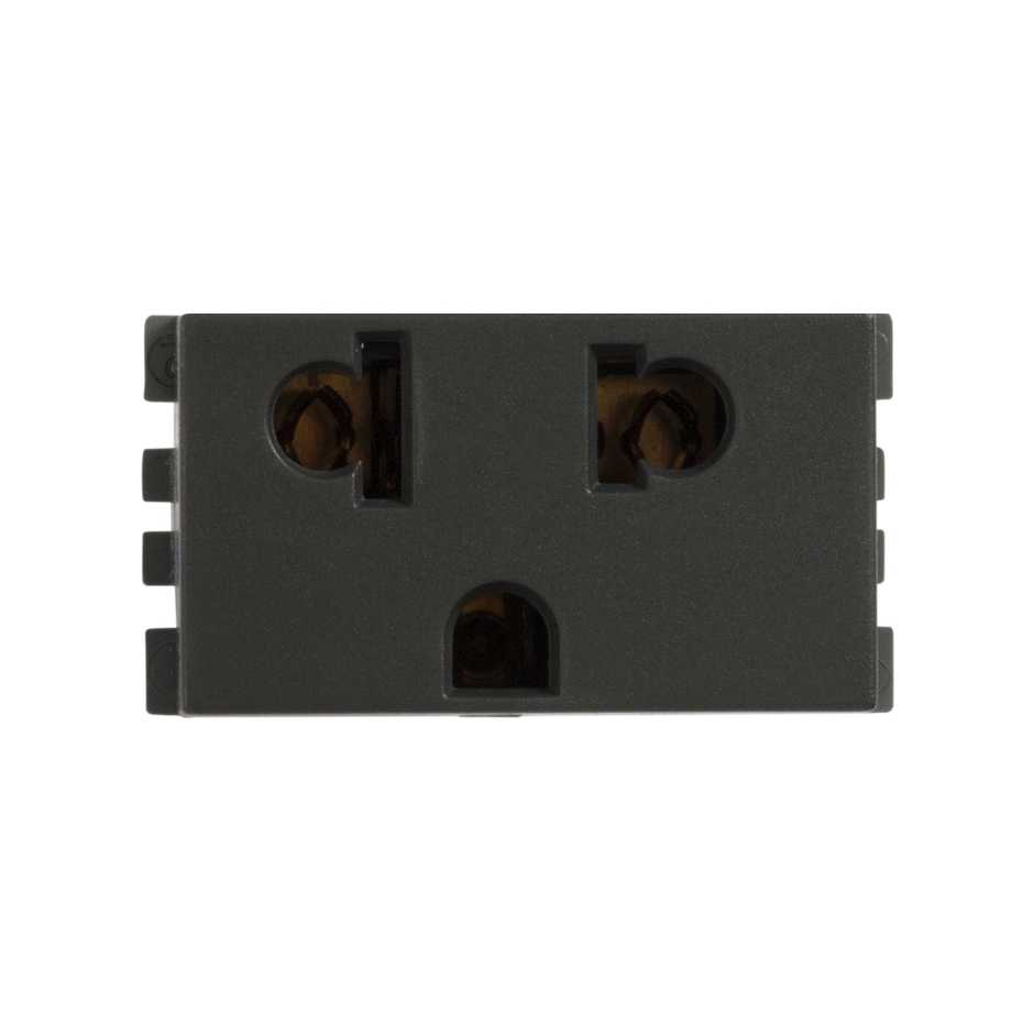 TOMA DE CORRIENTE EUROAMERICANA 2P+T 16A 127V~ Grafito S25