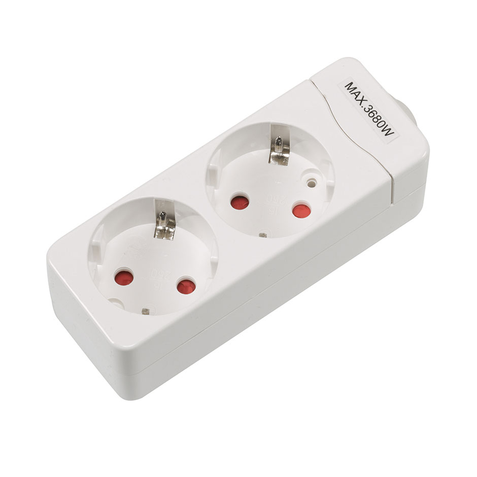 BASE MÚLTIPLE FIJACIÓN APTA PARA PARED 2 TOMAS 16A 250V~ BLANCA SIN CABLE Simon Brico