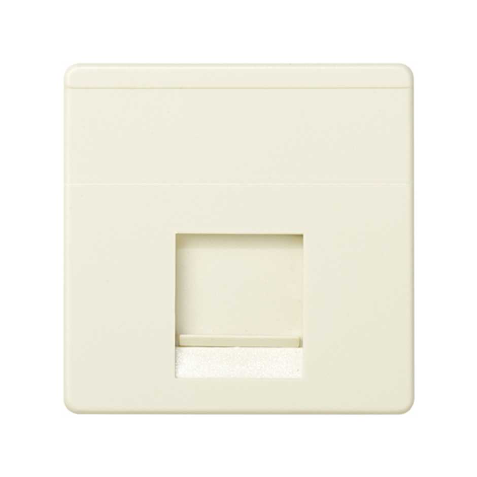 Flat voice and data plate with dust cover for 1 ORTRONICS® RJ45 connector ivory Simon 27 Play