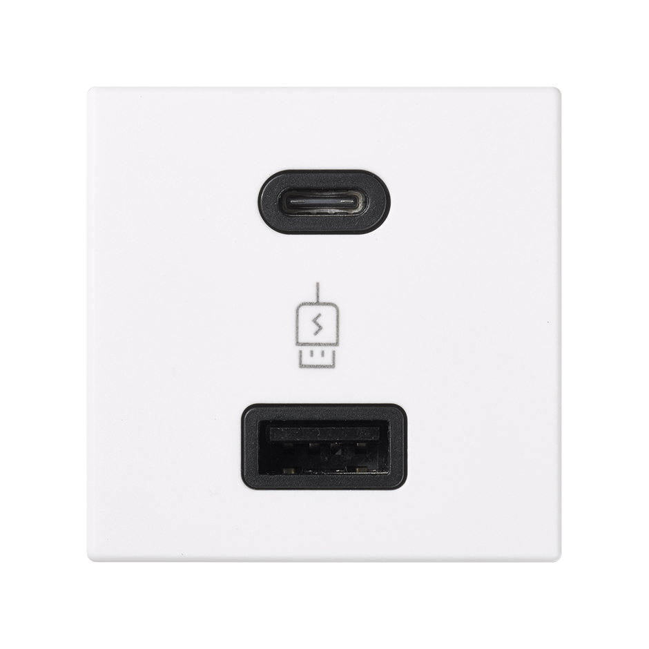 Chargeur USB type A+C 30W avec QuickCharge et Power Delivery blanc Simon K45