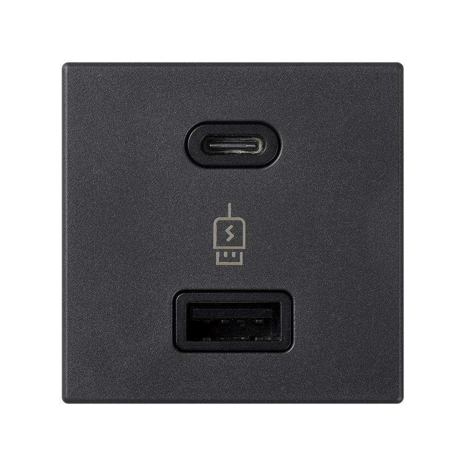 Chargeur USB type A+C 30W avec QuickCharge et Power Delivery noir Simon K45