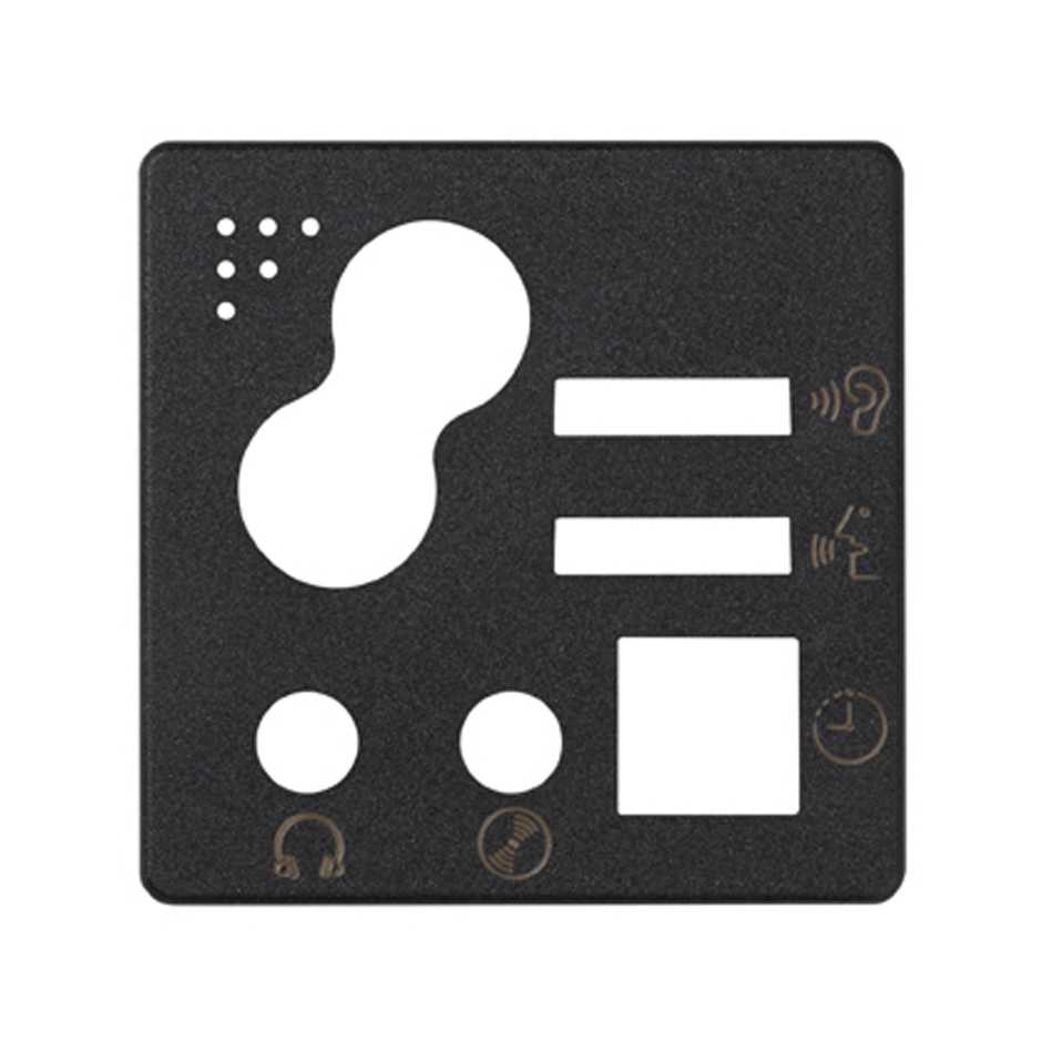 Digital control plate with 1 trunking and notification sending/receiving with 3.5 mm jack input and output graphite Simon 27 Play