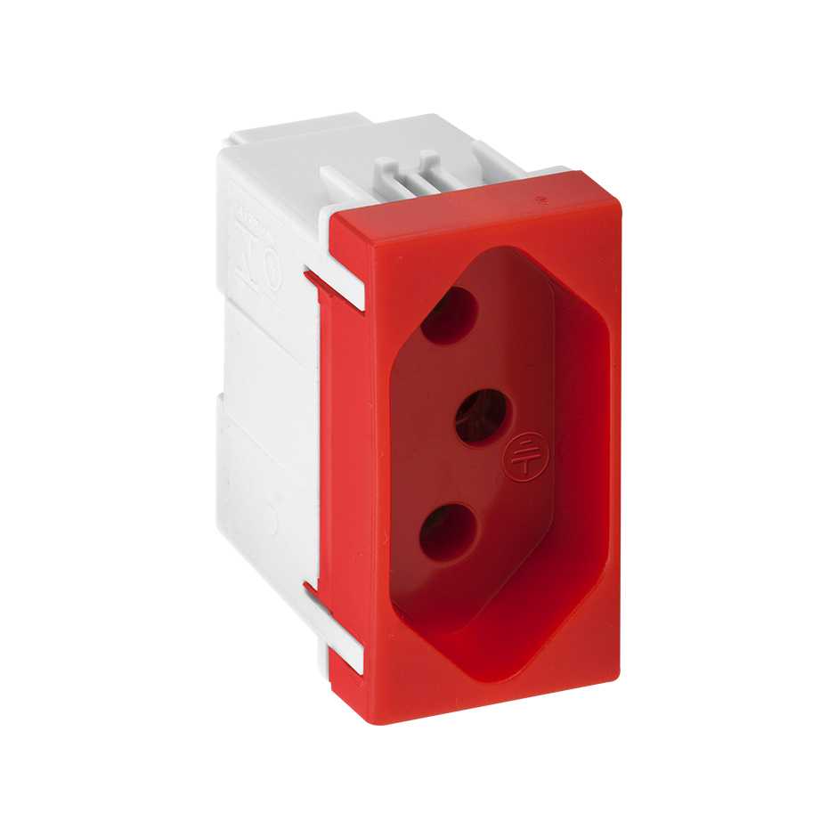 Tomada 2P+T 20 A 250 V~ de 1 módulo com borne conexão parafuso vermelho Simon 19