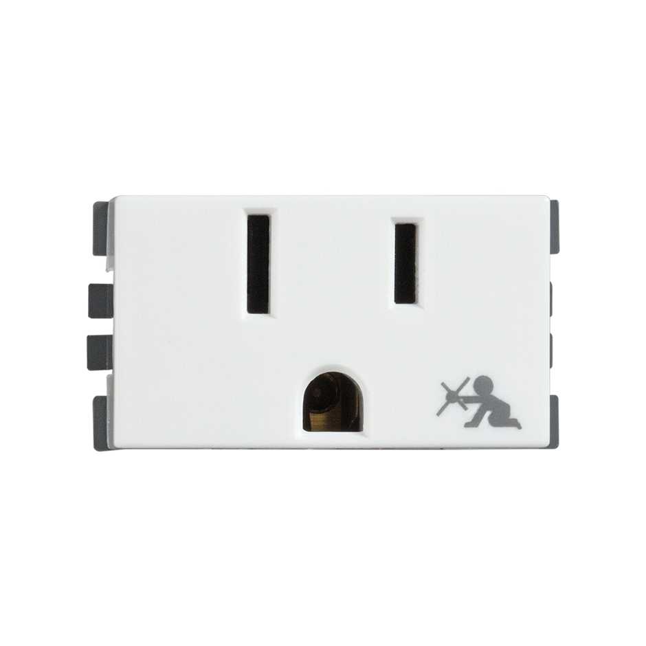 Toma de corriente 2P+T con seguridad 15A 127V con embornamiento a tornillo blanco Simon 25 Plus