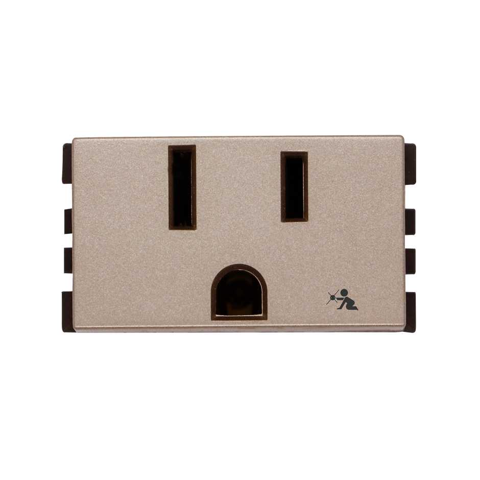 Toma de corriente 2P+T con seguridad 15A 127-220V con embornamiento a tornillo cava Simon 25 Plus