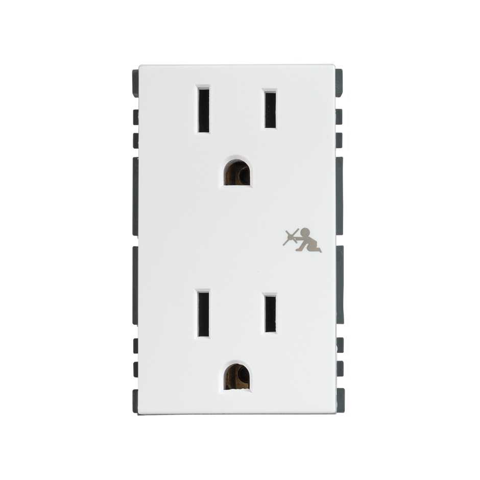 Toma de corriente dúplex 2P+T con seguridad 15A 127V blanco Simon 25 Plus