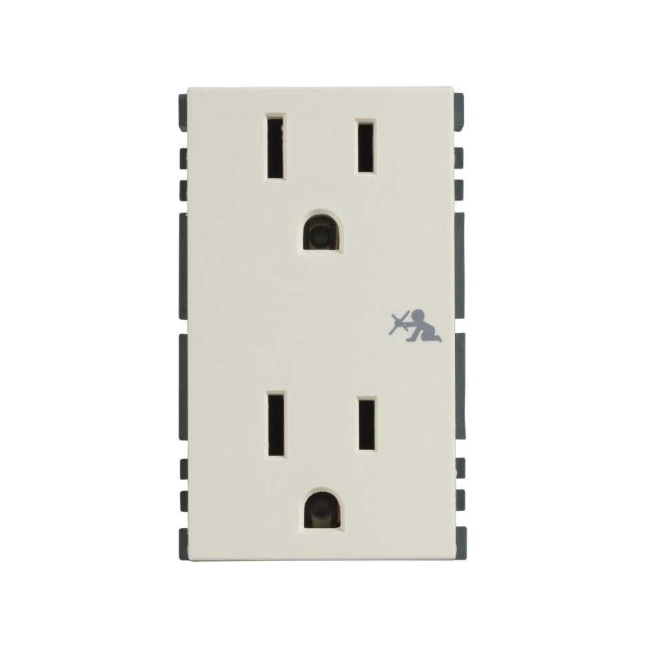 Duplex power socket 2P+T with safety 15A 127V ivory Simon 25 Plus
