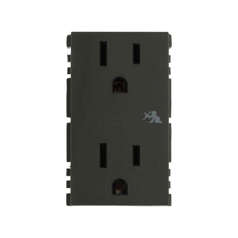 Toma de corriente dúplex 2P+T con seguridad 15A 127V grafito Simon 25 Plus