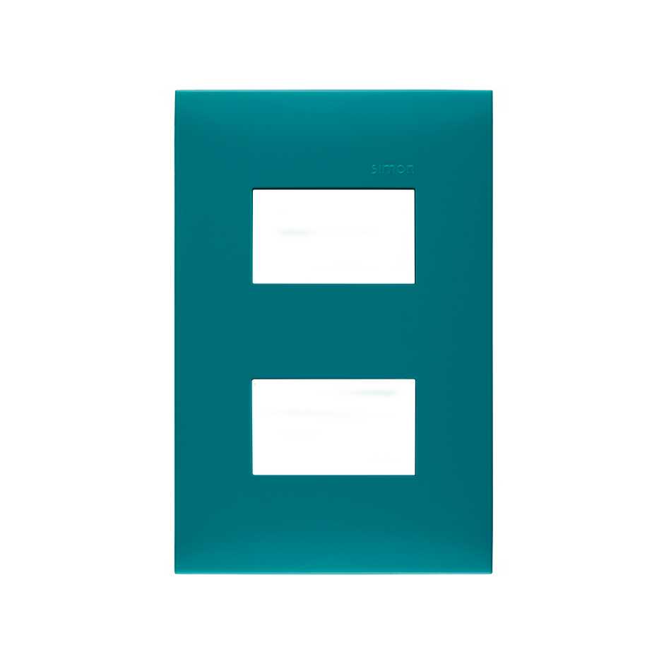 Placa de 2 módulos sin chasis verde aqua Simon 25 Plus