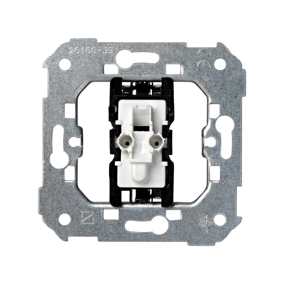 Push-button switch 10A 250V~ with built in light and fast terminal connection Simon 28