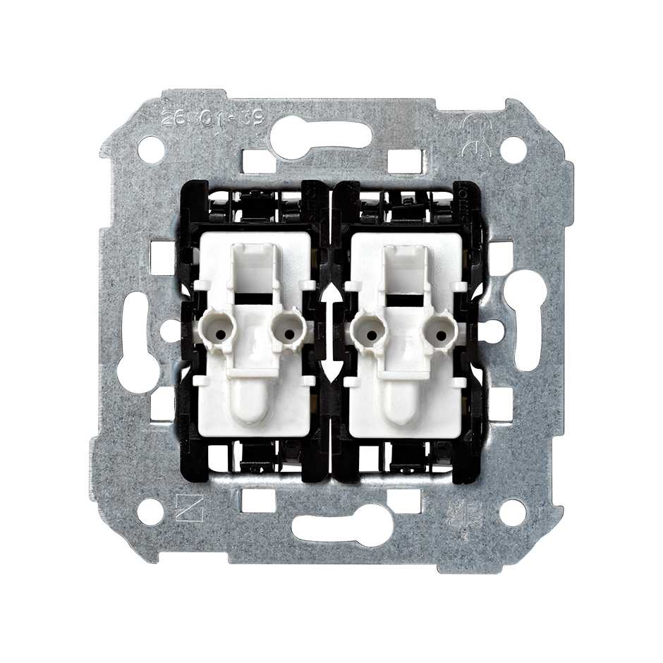 Set of 1 2-way switch 10AX 250V~ and 1 push button 10A 250V~ with fast terminal connection system Simon 28