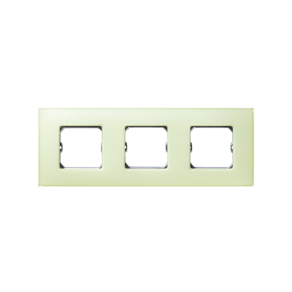 Frame for 3 elements matt yellow without claws and with frame holder Simon 27 Neos