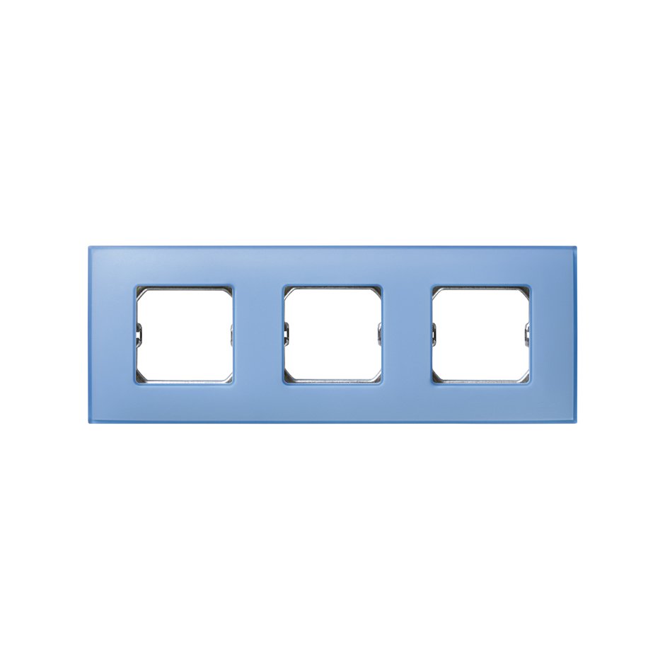 Frame for 3 elements matt blue without claws and with frame holder Simon 27 Neos