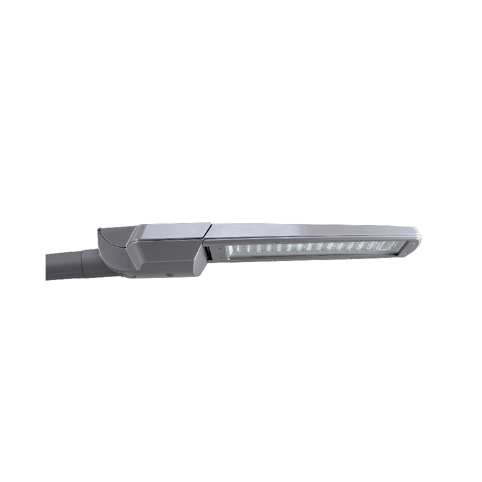 Simon Nath L road luminaire with RJ optics, 3000 K, 200 W, 1050 mA, with DALI bus dimming Grey aluminium