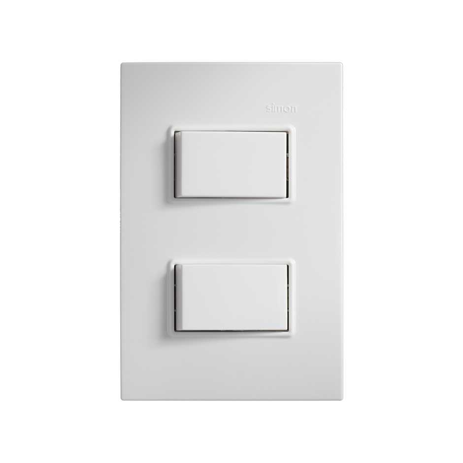 Placa 2 módulos con 2 interruptores 2 vías blanco Simon 23