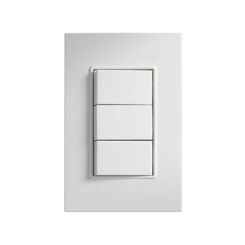 Placa 3 módulos con 3 interruptores 3 vias blanco Simon 23