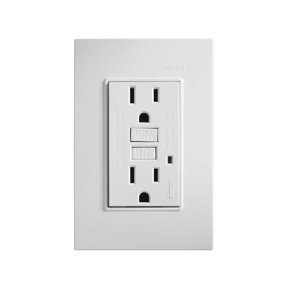 Placa con 1 toma de corriente duplex GFCI blanco Simon 23