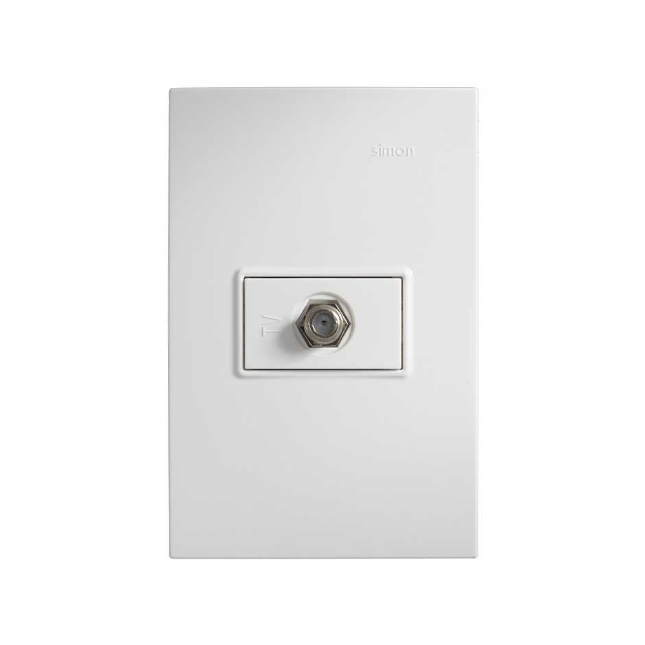 Placa 1 módulo con 1 toma TV coaxial blanco Simon 23