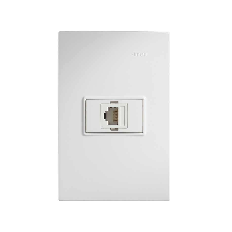 Placa 1 módulo con 1 toma telefónica 4 hilos RJ11 blanco Simon 23
