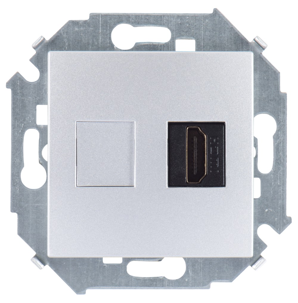 Розетка HDMI v1.4 Тип А цвета алюминий Simon 15