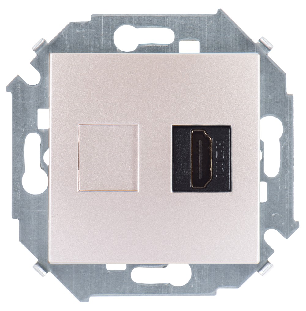 Розетка HDMI v1.4 Тип А цвета шампань Simon 15