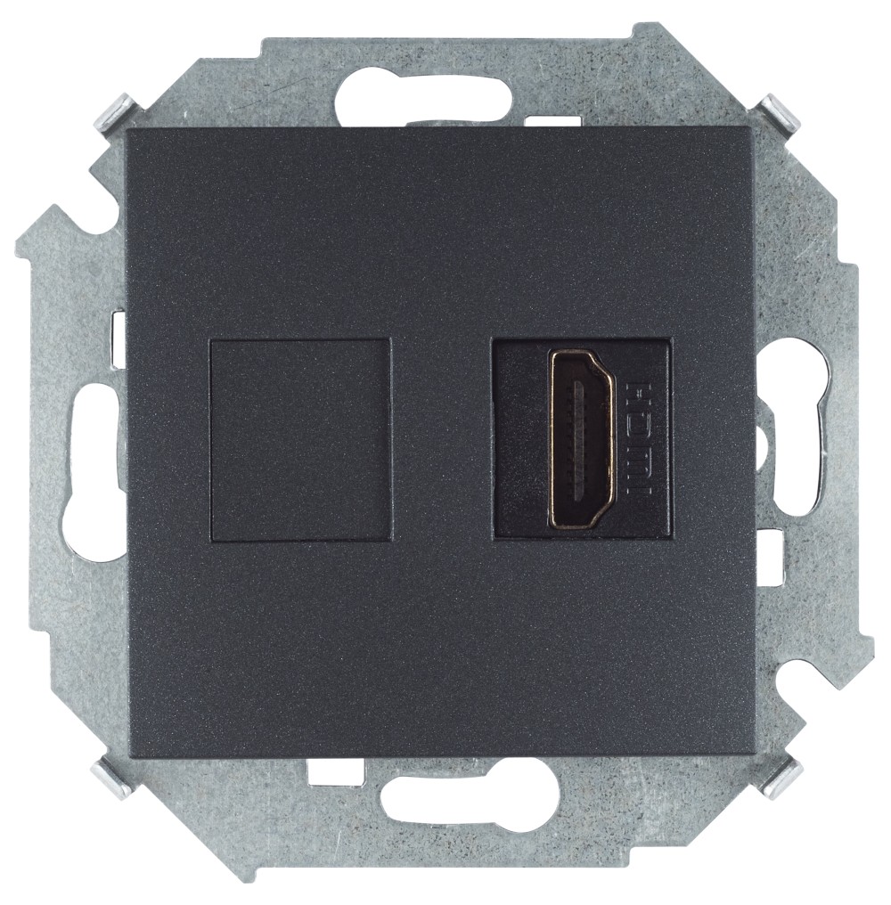 Розетка HDMI v1.4 Тип А цвета графит Simon 15