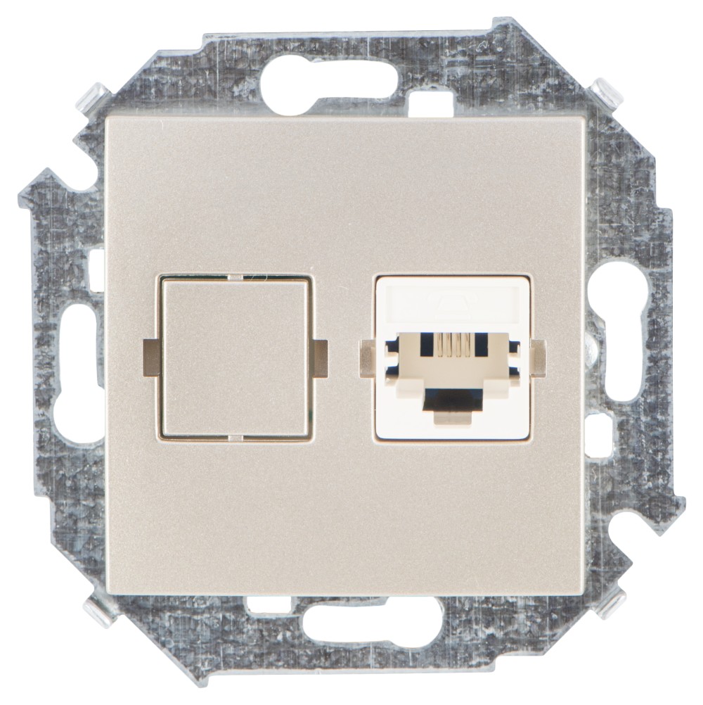 Розетка телефонная RJ11 цвета шампань Simon 15