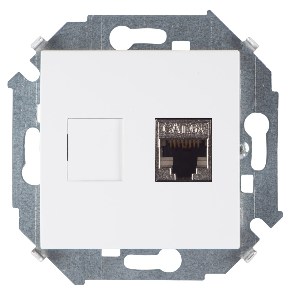 Розетка для передачи данных RJ45 Cat.6A FTP (AMP) белого цвета Simon 15