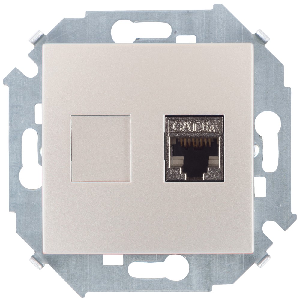 Розетка для передачи данных RJ45 Cat.6A FTP (AMP) цвета шампань Simon 15