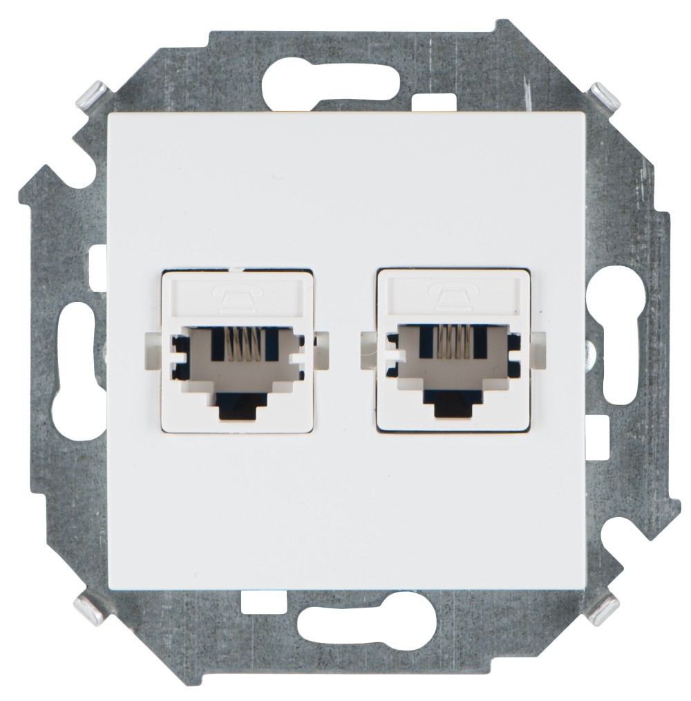 Розетка телефонная 2xRJ11 белого цвета Simon 15