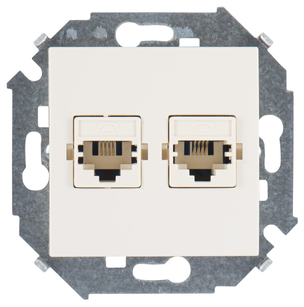 Розетка телефонная 2xRJ11 цвета слоновая кость Simon 15