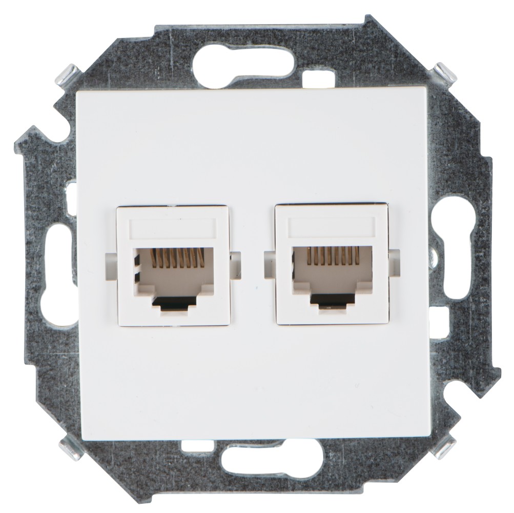 Розетка для передачи данных 2xRJ45 Cat.5e UTP (Systimax) белого цвета Simon 15