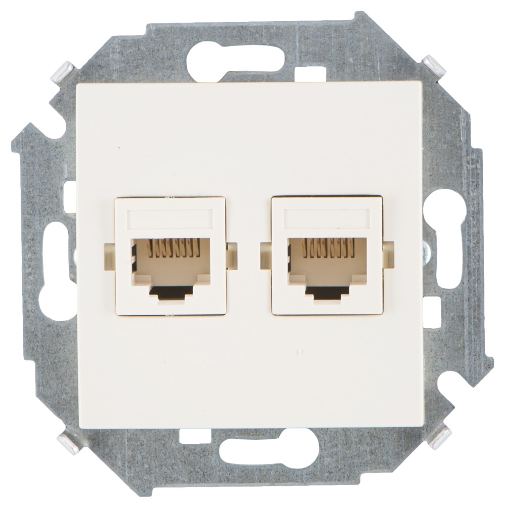Розетка для передачи данных 2xRJ45 Cat.5e UTP (Systimax) цвета слоновая кость Simon 15