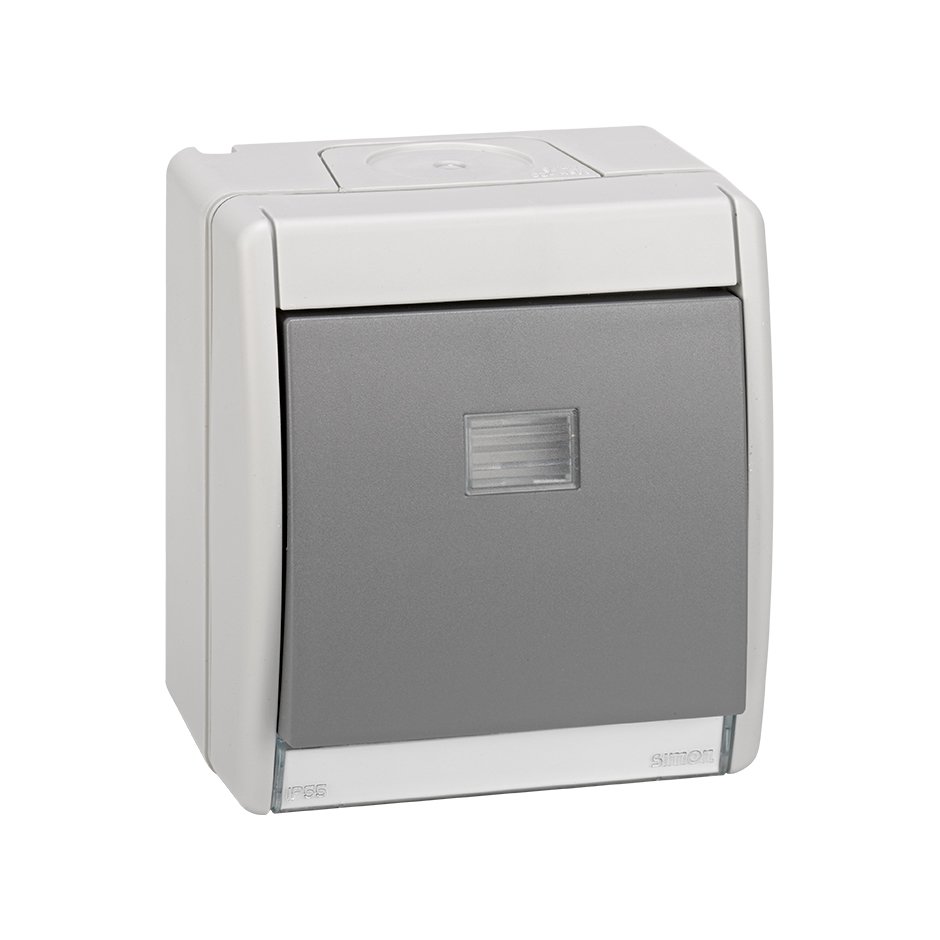 2-way switch monoblock IP55 10AX 250V~ with fast terminal connection system grey Simon 44 Aqua