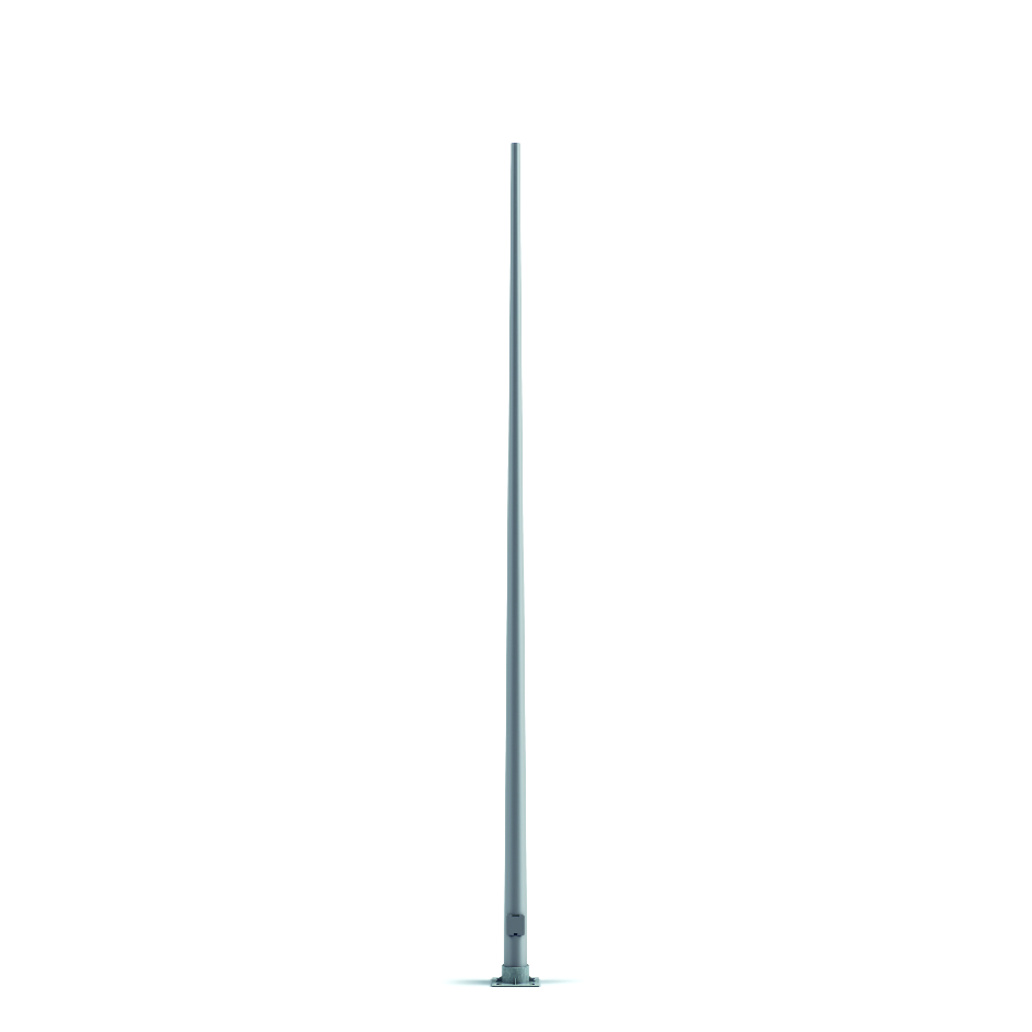 Simon CAM functional pole, 9 m high, conical tapering, and post top luminaire fixing