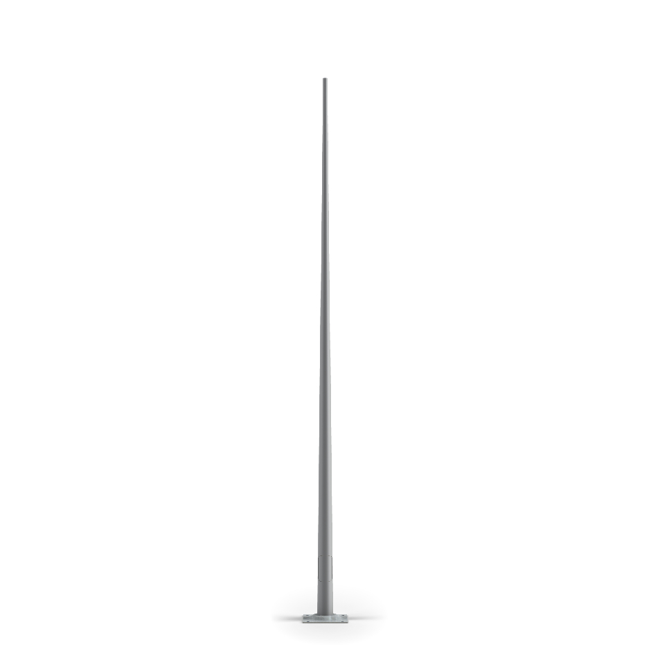Simon CEU functional pole, 9 m high, conical tapering, and post top luminaire fixing